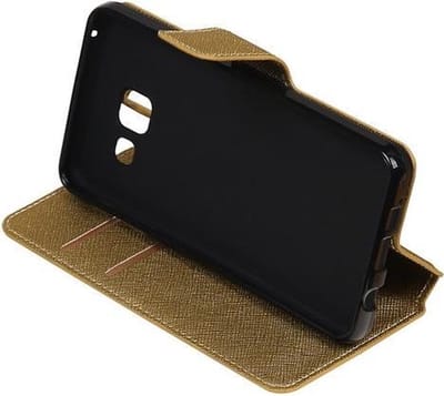 Goud Samsung Galaxy A3 2016 TPU wallet case - telefoonhoesje - smartphone hoesje - beschermhoes - book case - booktype hoesje HM Book