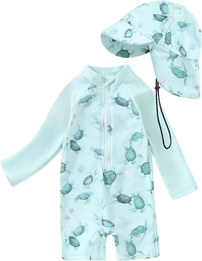 Baby Zwempak Rash Guard - Zwemkleding peuter jongen - Bescherming tegen zon - Lange mouwen - 160 g - Blauw