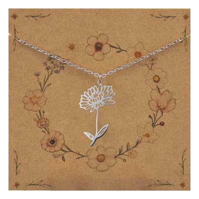 Bixorp Geboortebloem Ketting November / Chrysant - Zilverkleurig Roestvrij Staal - Bloem Cadeau voor Dames & Meisjes