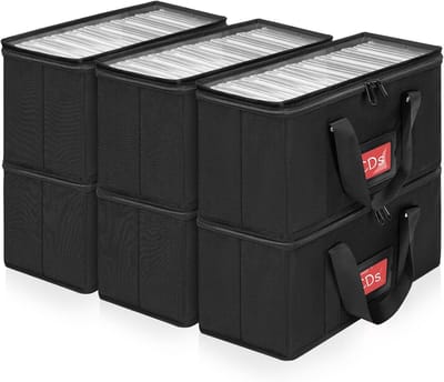 Opslaghoes voor CD's en DVD's met Transparant Deksel en Draaggreep (6 Stuks)