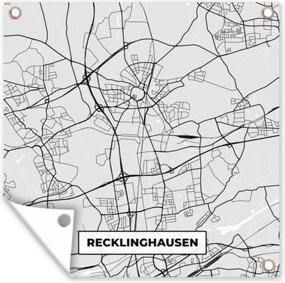 Tuin poster Kaart - Recklinghausen - Duitsland - Stadskaart - Plattegrond - 200x200 cm - Tuindoek