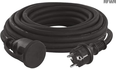 RFWR® Verlengkabel 10m IP44 - Waterdichte en Slagvaste Stroomverlenging voor Buiten - 230V 16A - Robuuste Rubberisolatie - Geschikt voor Tuin en Bouwplaats
