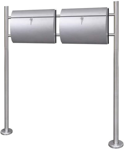 Dubbele Brievenbus - Post Bus - Post Ontvangen - Inclusief Krantenrol - 375 cm Lengte - Zilver