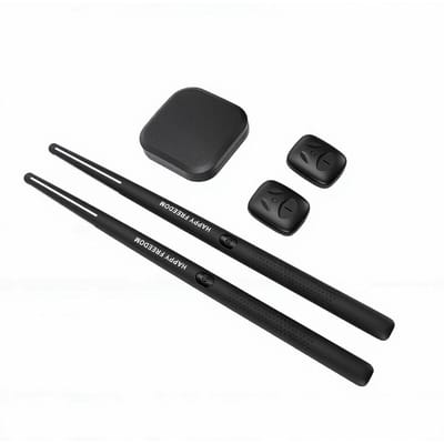 Kit de Baguettes Électroniques Portables Rechargeables avec Détection de Mouvement 3D, Baguettes Air avec Pédales, Convertisseur de Son pour la Maison noir