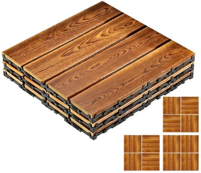 Terrastegels Hout - Houten Vloer - Buitenruimte Verfraaien - In elkaar Grijpend Systeem - 30 x 30 cm - Niet gespecificeerd