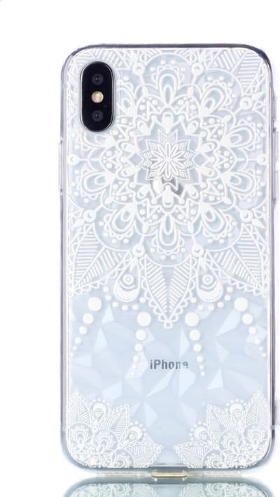 Peachy Doorzichtig Bloemen patroon 3D Diamond TPU geschikt voor iPhone X XS hoesje - Mandala