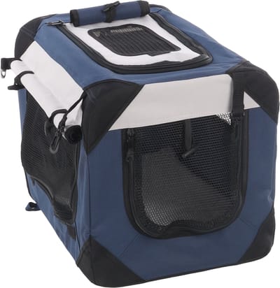 Flamingo hondenbench – reisbench hond – opvouwbare bench – Transportkooi Geronimo L Blauw – 81,5x58,5x58,5 cm