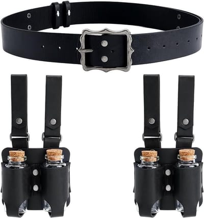 Middeleeuwse leren heupgordel met kurk en glazen drinkfles - Verstelbare riem voor cosplay en fantasy accessoires, ideaal voor evenementen en kostuums