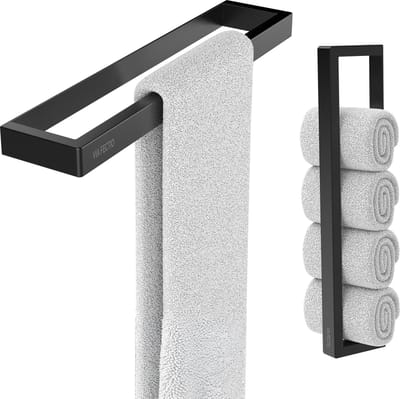 Via Fectio® Handdoekhouder 30 cm Zelfklevend - Mat Zwart - Handdoekrek