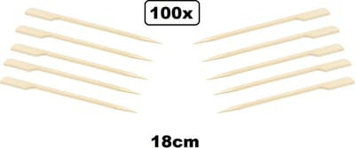 100x Bamboe prikker / bbq pen 18cm met oor - Prikkers BBQ festival thema feest food cocktail