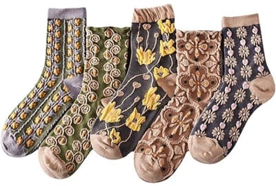 Daity 5 paar - Sokken - Sokken dames - antislip sokken - vloersokken - puur katoenen sokken- yogaoefeningsokken - one size fits all （18*8*14）