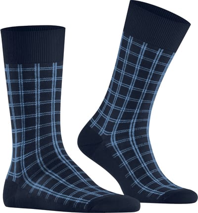 FALKE Modern Tailor modieus geruit duurzaam katoen sokken heren blauw - maat 39-42