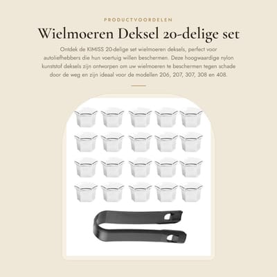 Dailygoods- Moederdoppen 20st - Wielmoer Velgafdekking - Nylon Kunststof - Eenvoudig te Installeren - Hoge Kwaliteit - Compatibel met 307/308/408/206/207 - Wielmoerafdekking
