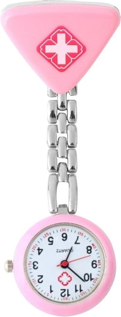 Fako® - Verpleegstershorloge - Zusterhorloge - Verpleegster Horloge - Driehoek - Roze