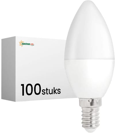 Spectrum Dimbare LED Kaarslamp E14 5W - 230V - 470 Lumen - 3000K Warm wit - Gezellig licht - Dimbaar - Energiezuinig - 100 stuks