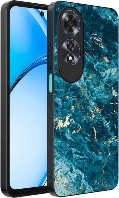 Smartphonica Telefoonhoesje Geschikt voor Oppo A60 met marmer opdruk - TPU backcover case blue marble design - Blauw geschikt voor Oppo A60