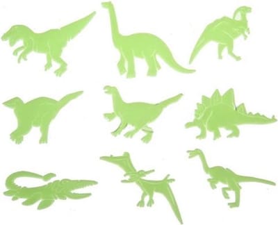 Okado Glow in the Dark Dino Muurstickers – 9 Stuks – 3D Effect – Lichtgevende Dinosaurussen – Kinderkamer Decoratie – Groen