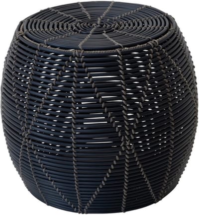 Les - Birma poef wicker ø46x40cm - zwart