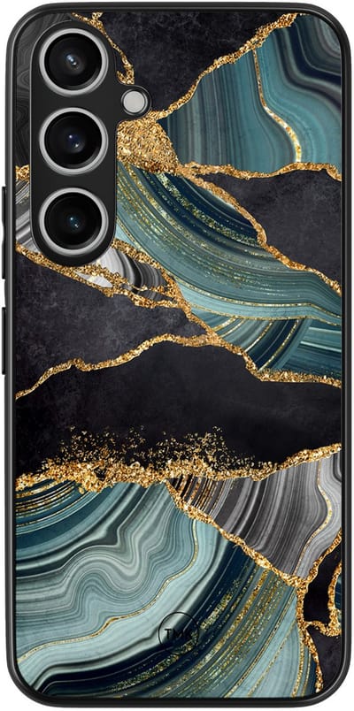 Hoesje geschikt voor Samsung Galaxy A55 - Marble Jade Stone - Multi - TPU case - Marmer - Hardcase zwart telefoonhoesje
