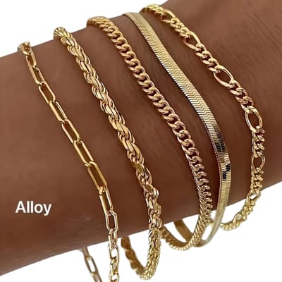 Livano Armband - Staal - Nep Zilver - Dames - 5 St - Nep Goud