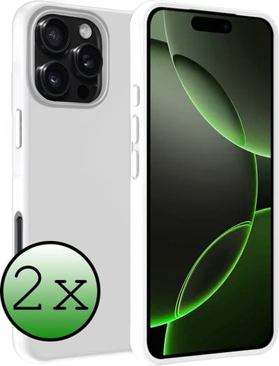 Hoesje 2 Stuks - Geschikt voor Apple iPhone 16 Pro - Sterk & Shockproof - Case Siliconen - Back Cover - Telefoon Hoes - Wit