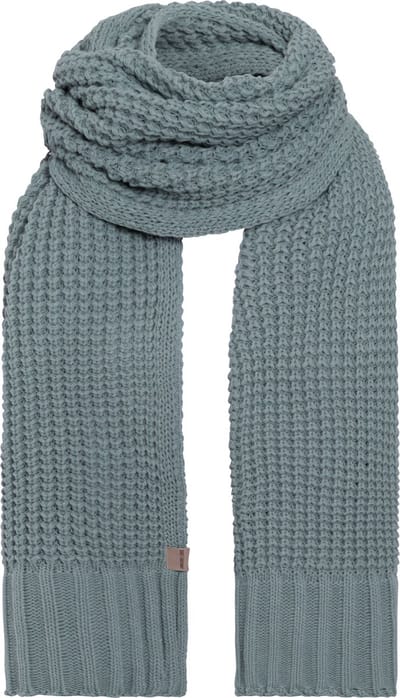 Knit Factory Robin Gebreide Sjaal Dames & Heren - Warme Wintersjaal - Grof gebreid - Langwerpige sjaal - Wollen sjaal - Heren sjaal - Dames sjaal - Unisex - Stone Green - Groen - 200x40 cm