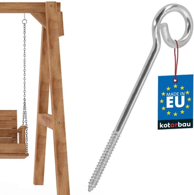 KOTARBAU® Schommelhaak, Verzinkt Staal, ⌀ 10 x 230 mm, Zilver, Schommelhaken, met Schroefdraad Voor Holzbalken, Veiligheidsschommelhaken, Schommel Hanger, Schroefhaak Plafond