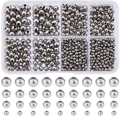 Kralen roestvrij stalen kralen ronde losse spacer kralen glad oppervlak kralen kleine metalen kralen voor armbanden doe-het-zelf sieraden maken, gat: 1/1,5/2/2,4 mm