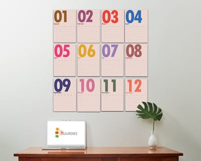 Grote maandelijks muurplanner A3 - Wandkalender - Planner - Eeuwigdurend ongedateerde muurplanner - Maandagstart