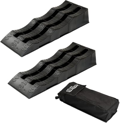 2 x aanrijwig 3,5 T 60 x 21 x 12 cm Kunststof nivelleerwig 3 stappen Wig met tas Auto WOMO