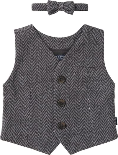 Noppies Boys gilet + bow tie set Texico Jongens Gilet - Phantom - Maat 62