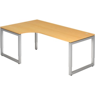 REGO 82 S | Bureau - 200 x 120 Beuken/Zilver Tafelhoogte I In hoogte verstelbaar