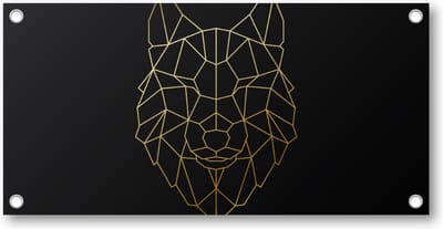 Minimalist Wolf - Goud - Tuinposter 200x100 - Wanddecoratie - Dieren