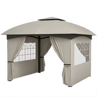 Tuinpaviljoen 3,4 x 3,4 m – Waterafstotend Garden Pavilion met 4 Zijpanelen – Partytent voor Tuin en Terras – Grijs
