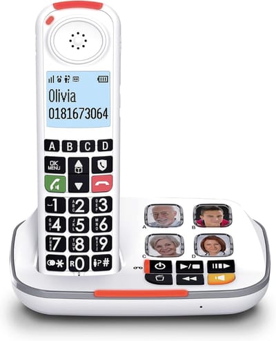 SNJY® Senioren Telefoon - Huistelefoon - Senioren Mobiele Telefoon - Audioboost 40dB - GSM - Grote Toetsen - Wit