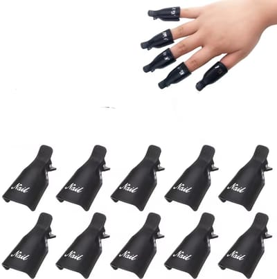 CHPN - Nagellakremover clips - Gellakclips - Nagellakverwijderaar clipjes - 10 stuks - Zwart - Nailcaps - Soaker-caps voor het losweken van gellak poetsmiddelen en wraps - Universeel