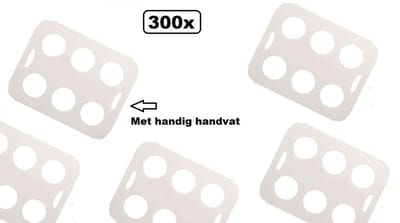 300x Draag tray karton 6-vaks wit met handige handvaten - Draag tray bier frisdrank koffie wijn bier feest apres ski gele rakker festival party carnaval