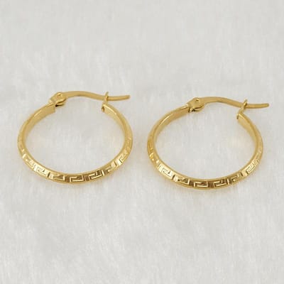 Boucles d'oreilles à boucle motif Grande Muraille Mode Femme Boucles d'oreilles simples en acier inoxydable Boucles d'oreilles beige