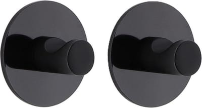 Tendance Plakhaakje rond - 2x stuks - Diameter 4 cm - Zelfklevende ophang haakjes - zink - zwart - keuken/badkamer haken