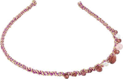 Haarsoires Haarband Diadeem 0,5cm – Facetkralen Gouddraad – Paars - Glanzende Haaraccessoire voor Feest of Bruiloft