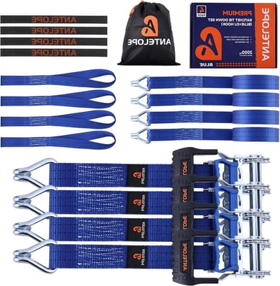 Spanbanden met ratel - Sjorbanden set - Lading vastzetten - Met J-haken - 6 meter - Blauw