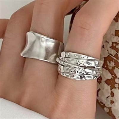 Sterling Ring Voor Vrouwen Sieraden Breed Eenvoudig Open Vintage Handgemaakte Ring Allergie Voor Feest Verjaardagscadeau resizable brown
