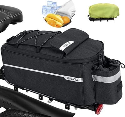 fietstas + bagagedrager - fietstas - 10 l - 38L x 15,5B x 16H centimeter - Zwart