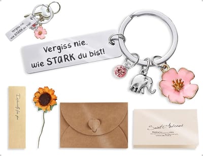 Cosensi- Sleutelhanger met gravure - Roestvrij Staal - Inspirerende tekst - Set met wenskaart - Duurzaam ontwerp - Praktisch gebruik