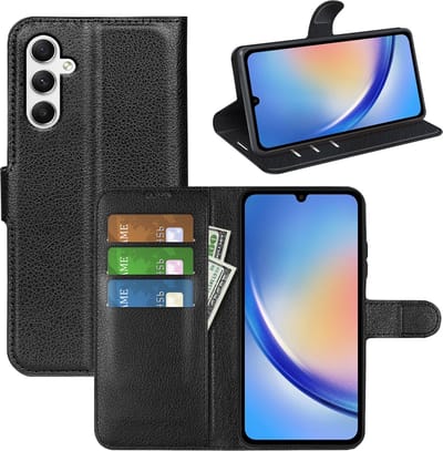 MobyDefend Hoesje - Geschikt voor Samsung Galaxy A35 - Kunstleren Wallet Book Case (Sluiting Voorkant) - Zwart