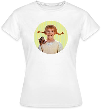 Pippi Langkous Portret Pippi Met Meneer Nilsson T-Shirt Dames