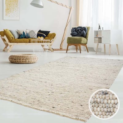 Wollen vloerkleed - Ylva beige/grijs 70x130