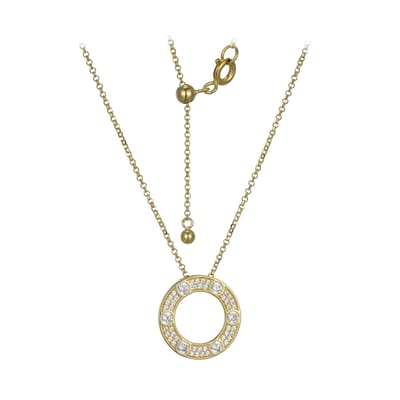 Cavill - Zilveren Halsketting met 0 683 ct Nigeriaanse Zirkonen - 925 Sterling Zilver Verguld - Verstelbare Elegante Ketting Rondgeslepen 17x17 mm
