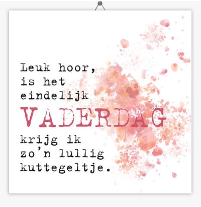 Tegeltje Vaderdag - Roze - Kuttegeltje - 10,8 x 10,8 cm