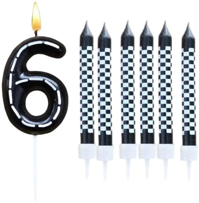 Dailygoods- Verjaardagskaarsen racewagen thema - 7 stuks - Taartdecoratie - Cijfers - Voor kinderen - Materiaal: paraffine - Afmetingen: 10,2 x 3,7 cm - Taartkaarsen
